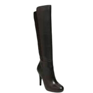 MADDEN GIRL Black Suede Stretch Panel Knee High Boot Size 7.5M